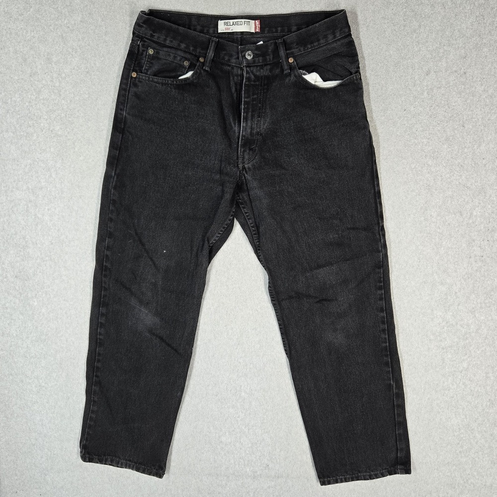 VINTAGE Levi's 550 Men Jeans 34X30 Black Denim Relaxed Fit Y2K 29" Inseam